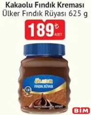 ÜLKER FINDIK RÜYASI KAKAOLU FINDIK KREMASI 625 G fiyat ve kampanya bilgisi